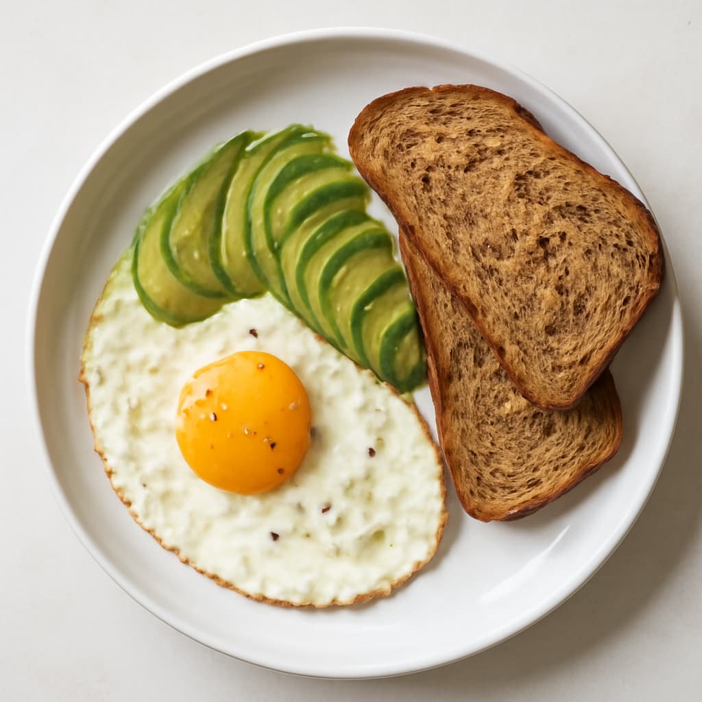 Fried Eggs with Avocado and Bread