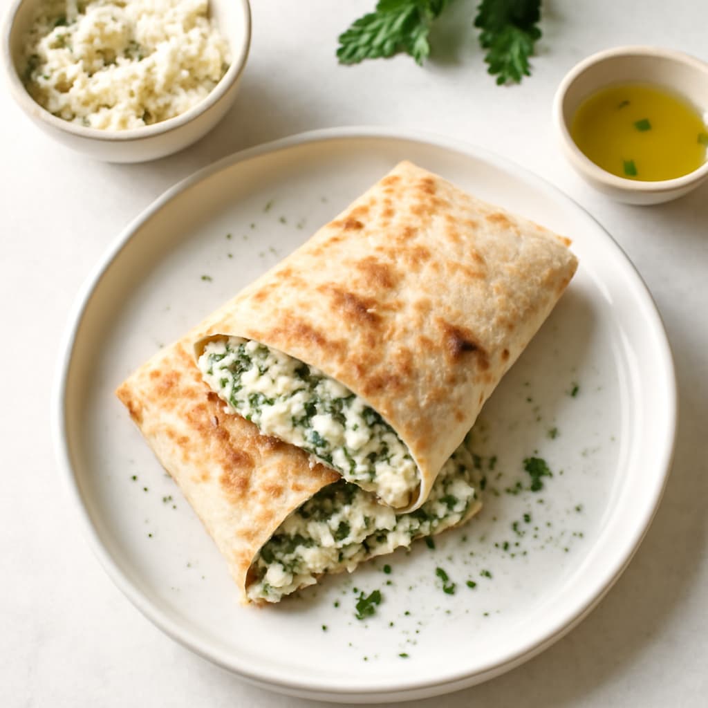 Lavash with cottage cheese and herbs