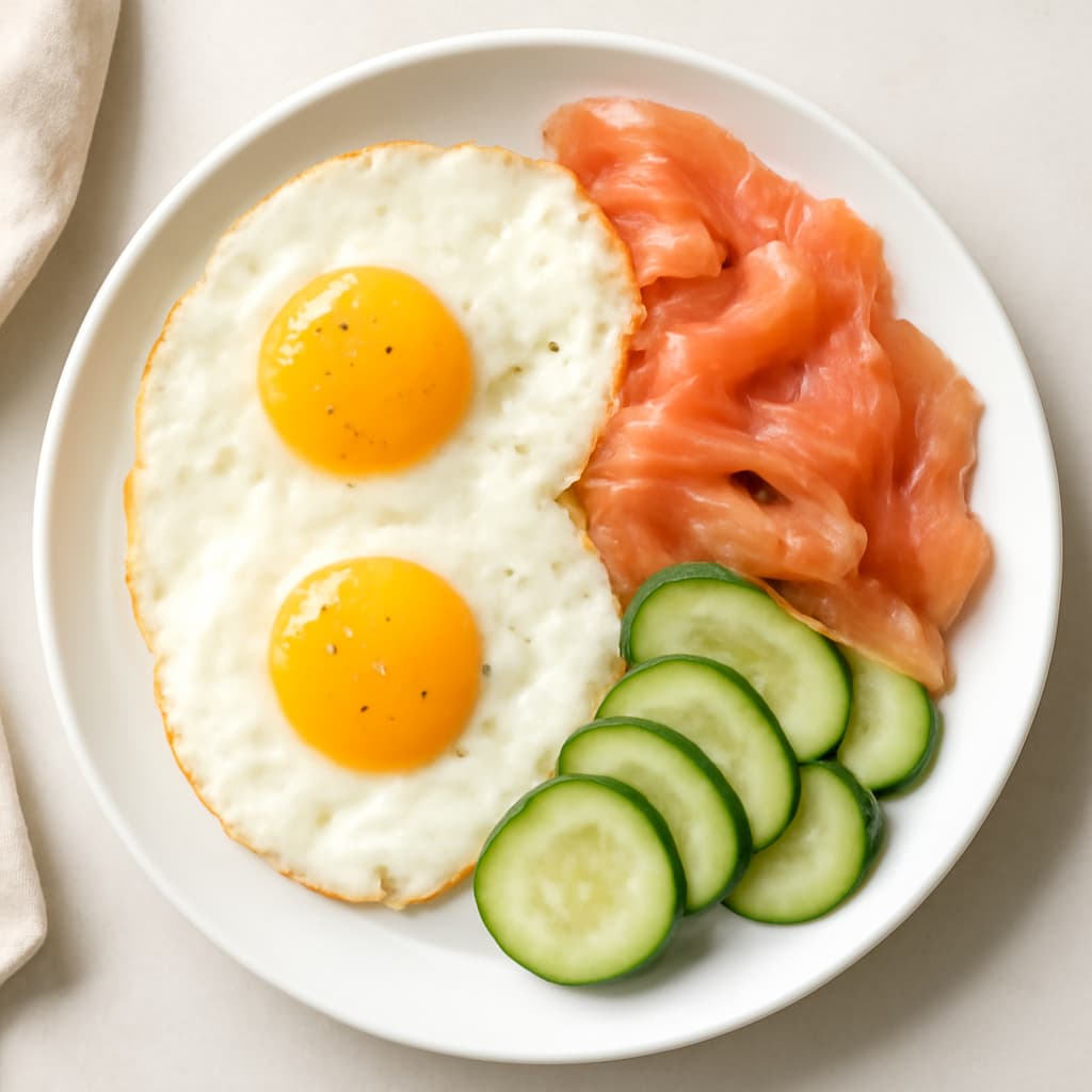 Eggs with Salmon and Cucumber