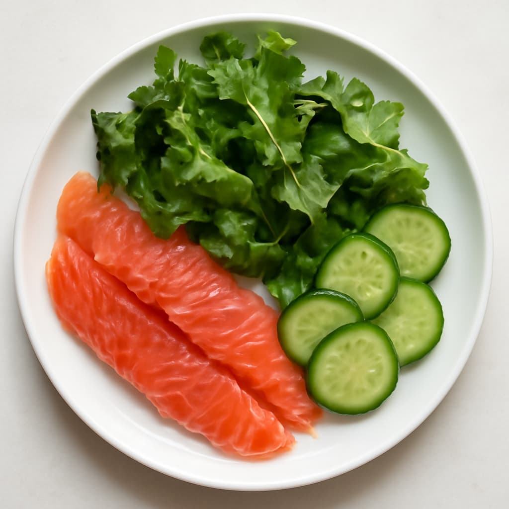 Salmon with Lettuce and Cucumber