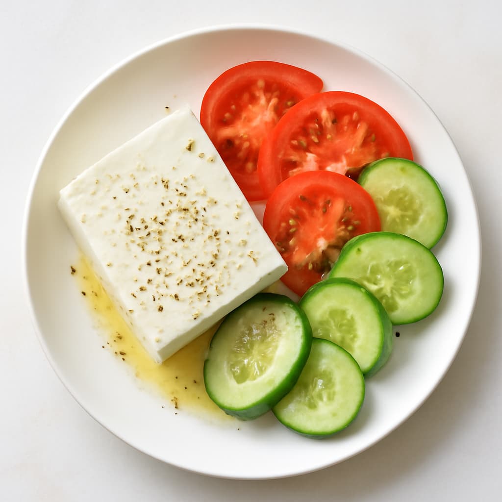 Feta Cheese with Tomato and Cucumber