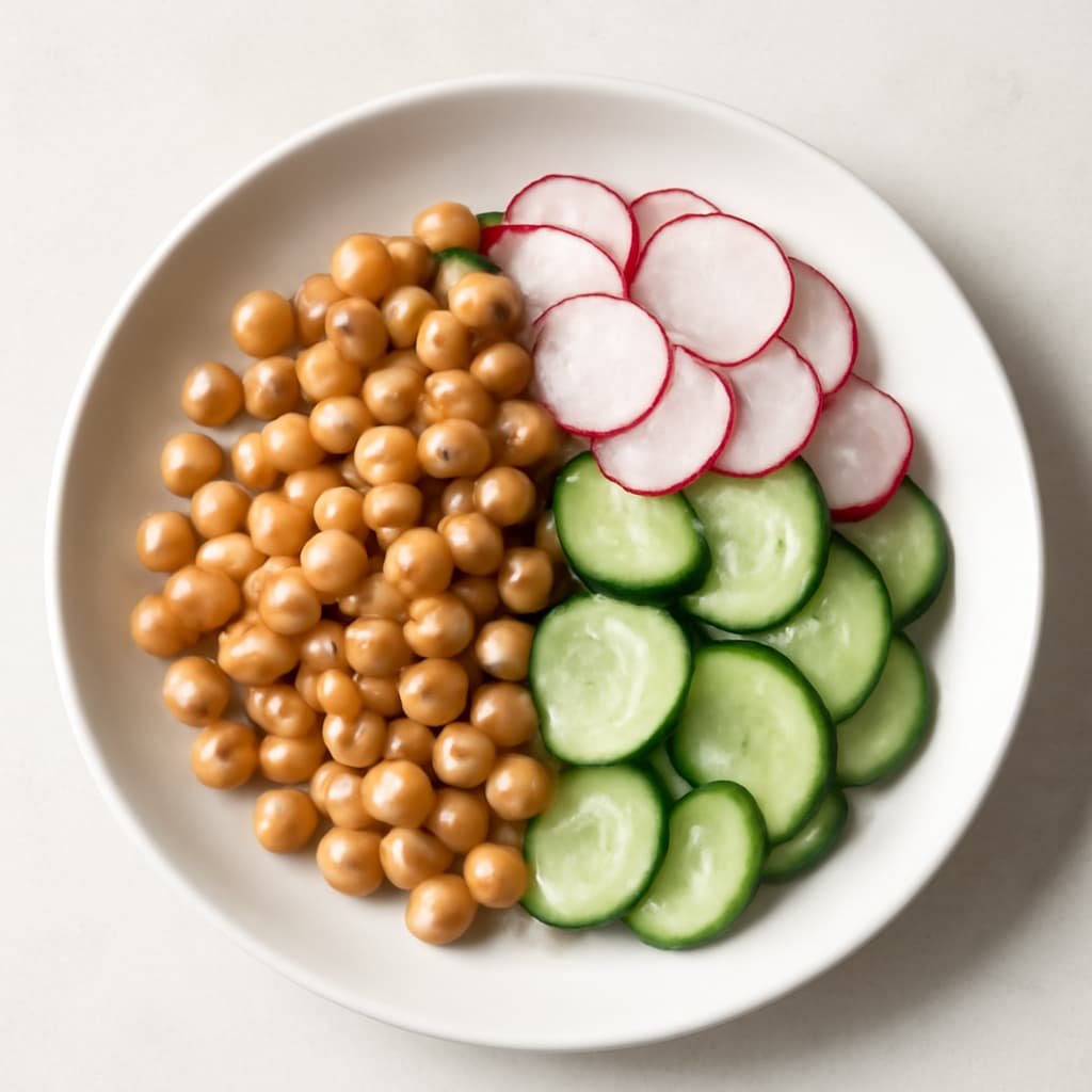Chickpeas with Cucumber and Radish