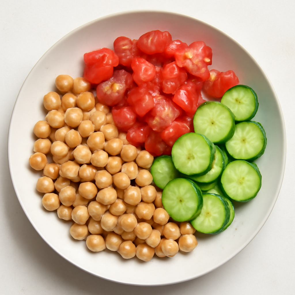 Chickpeas with Tomato and Cucumber