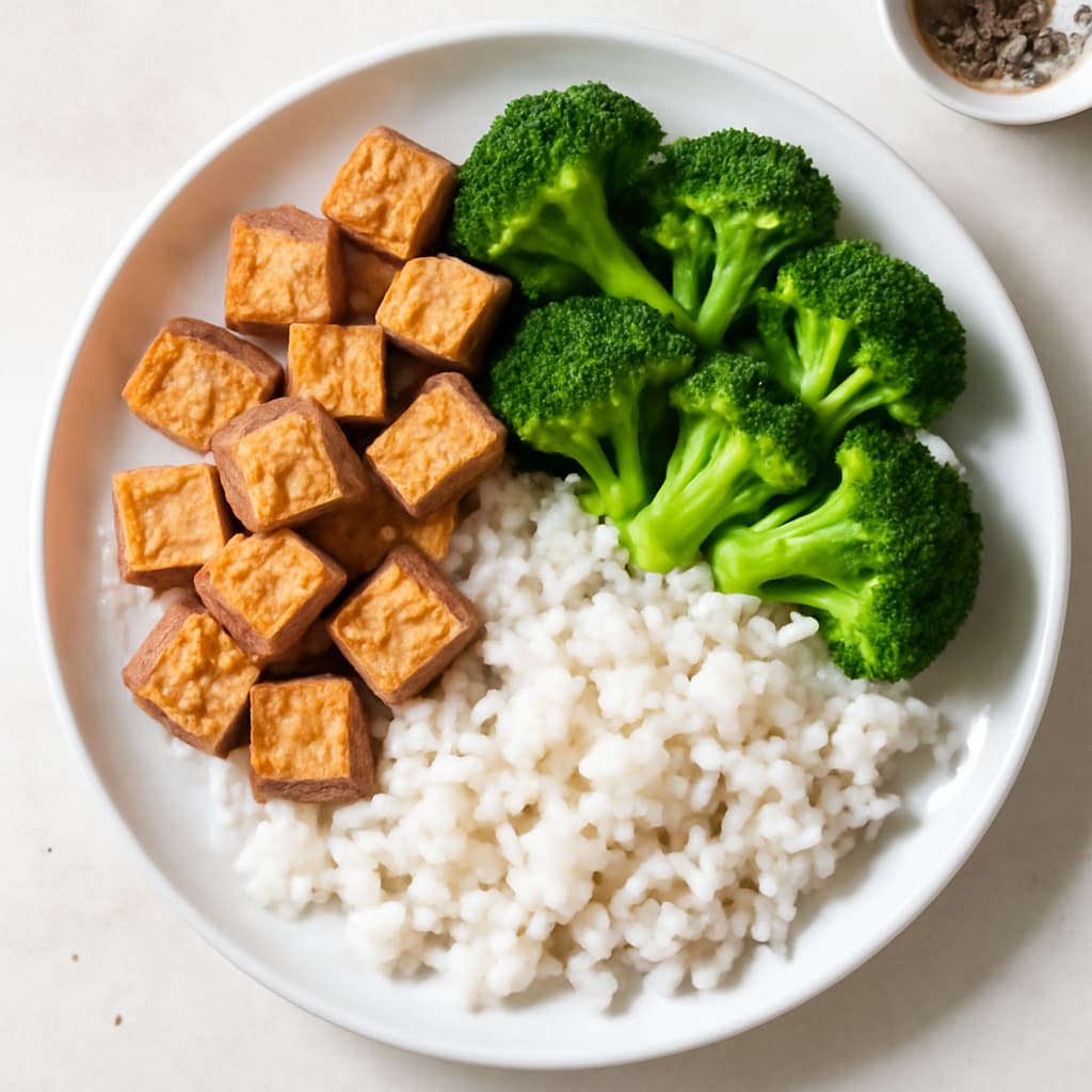 Tofu with Rice and Broccoli