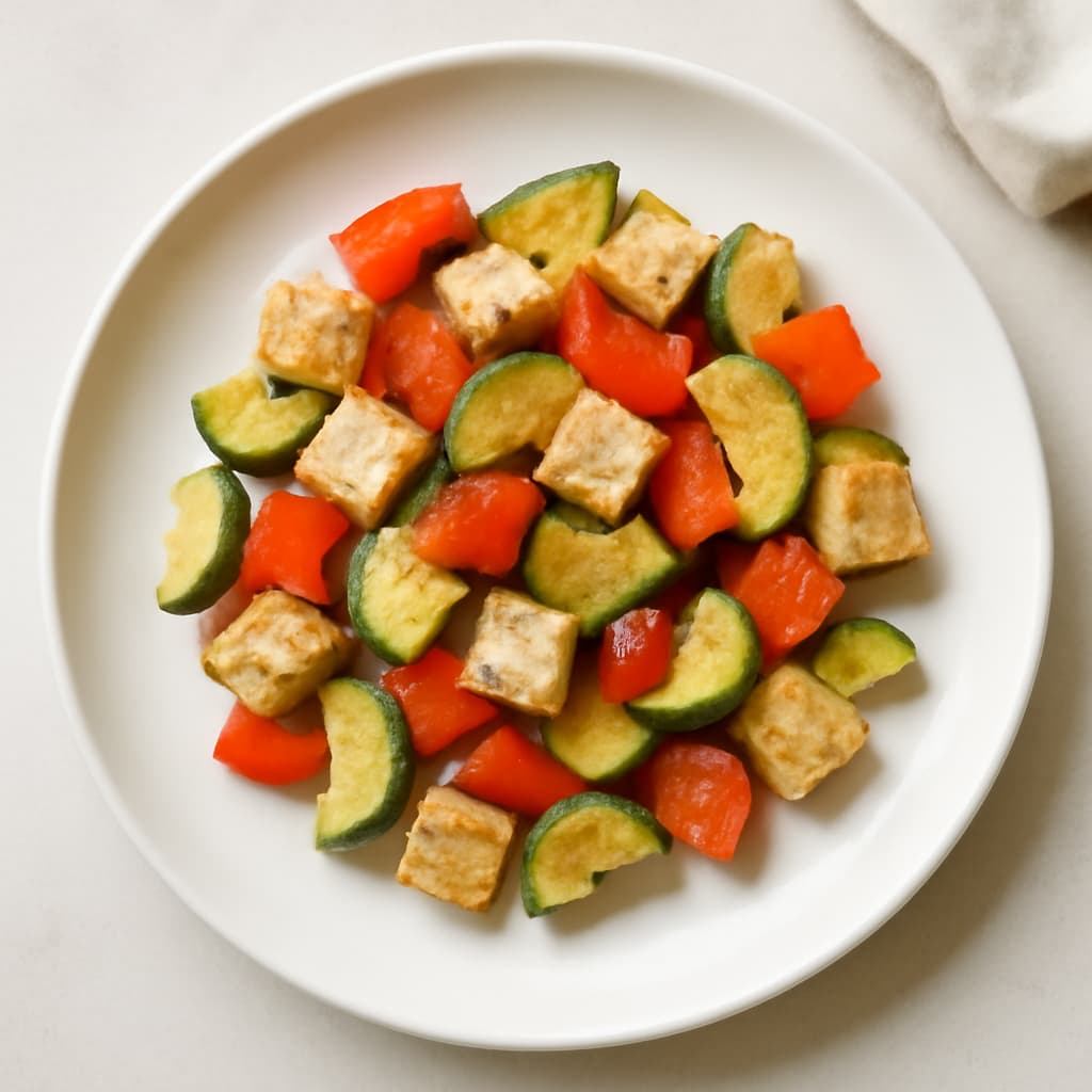Tofu with Bell Pepper and Zucchini