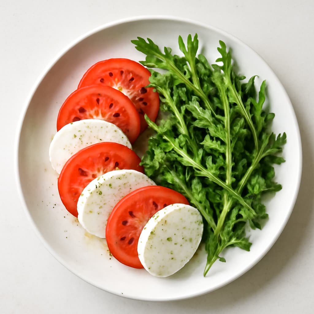 Mozzarella with Tomatoes and Arugula