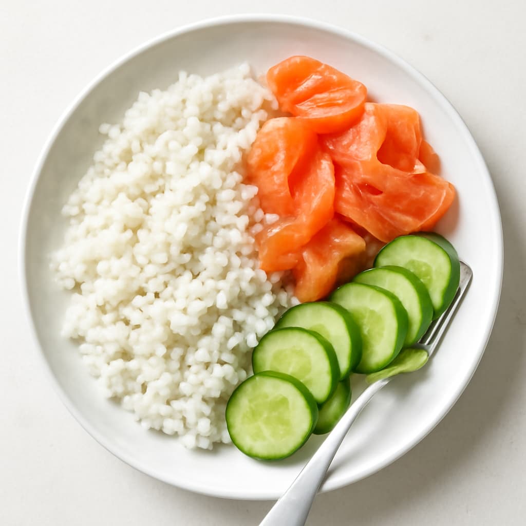 Rice with Salmon and Cucumber