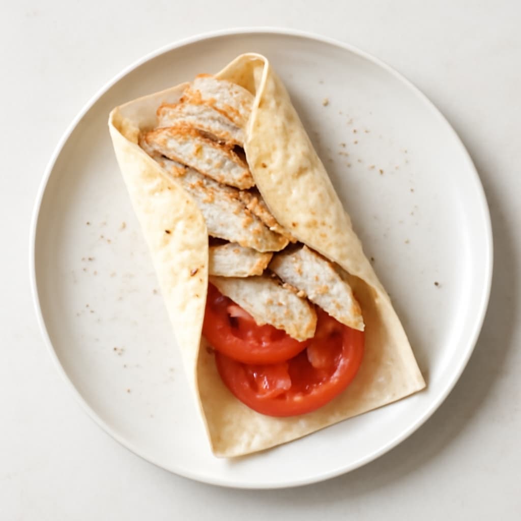 Lavash with chicken and tomato
