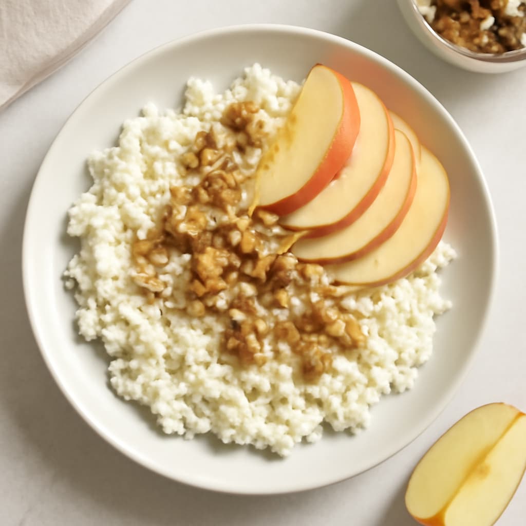 Cottage cheese with apple and walnut
