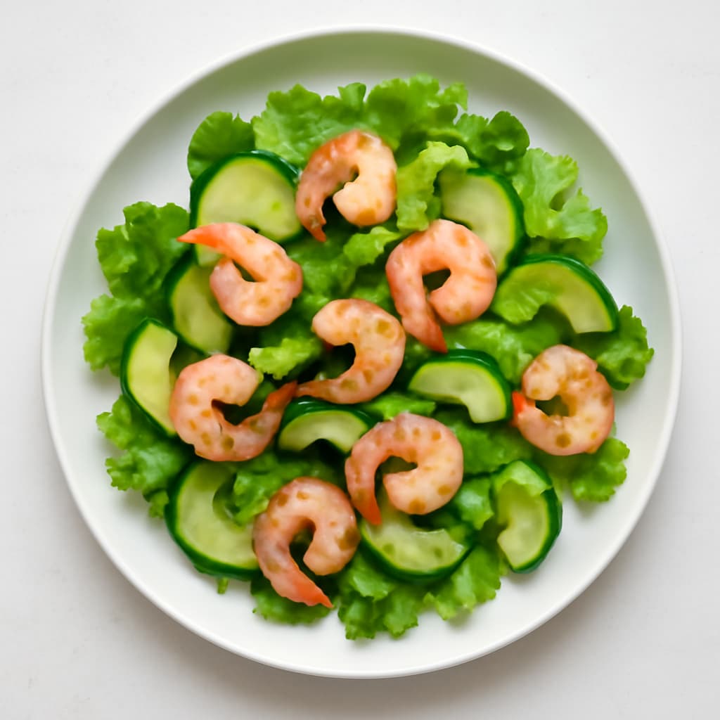 Shrimp with Cucumber and Leaf Lettuce