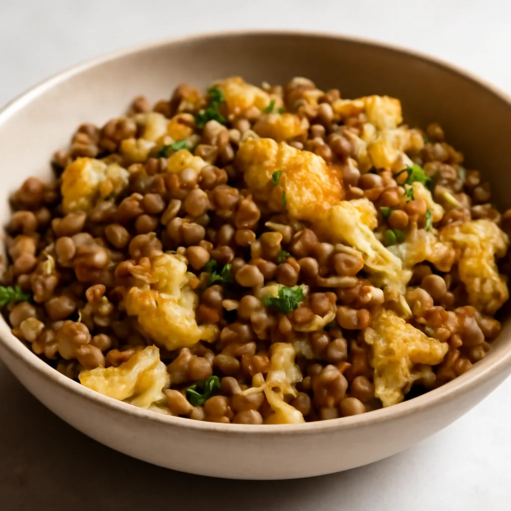 Warm Lentil, Cauliflower and Oat Crunch Salad