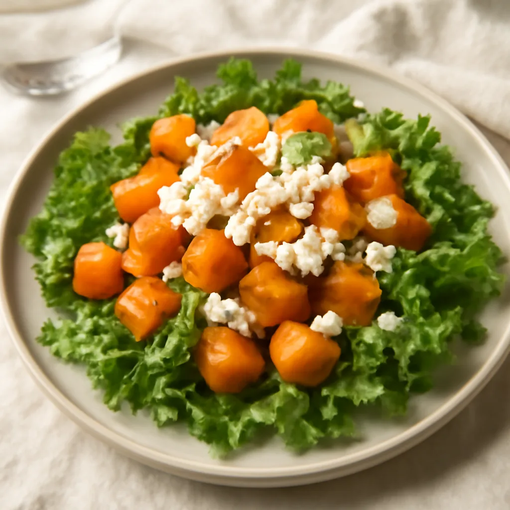 Pumpkin with Brynza and Leaf Lettuce Skillet