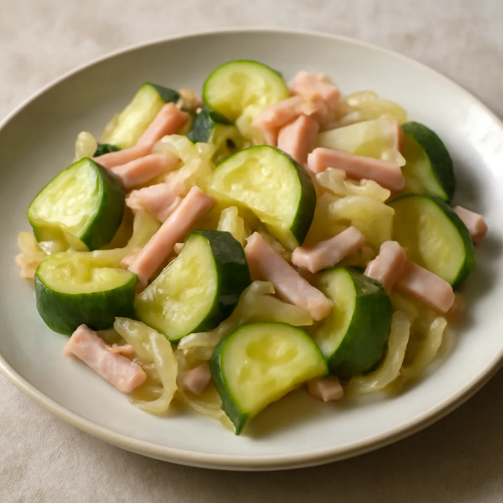Warm Zucchini, Onion and Lean Ham Salad