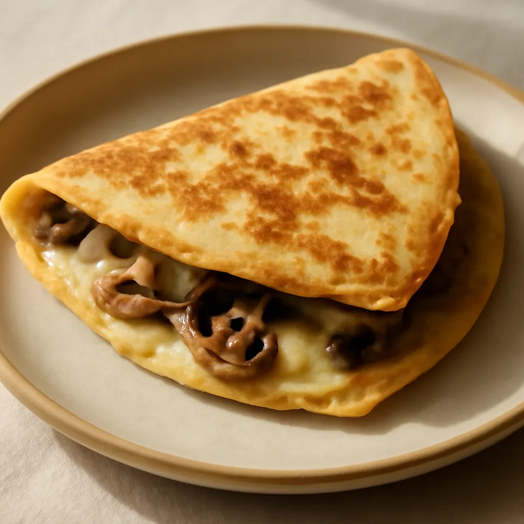 Pan-Fried Tortilla with Mushrooms and Cheese