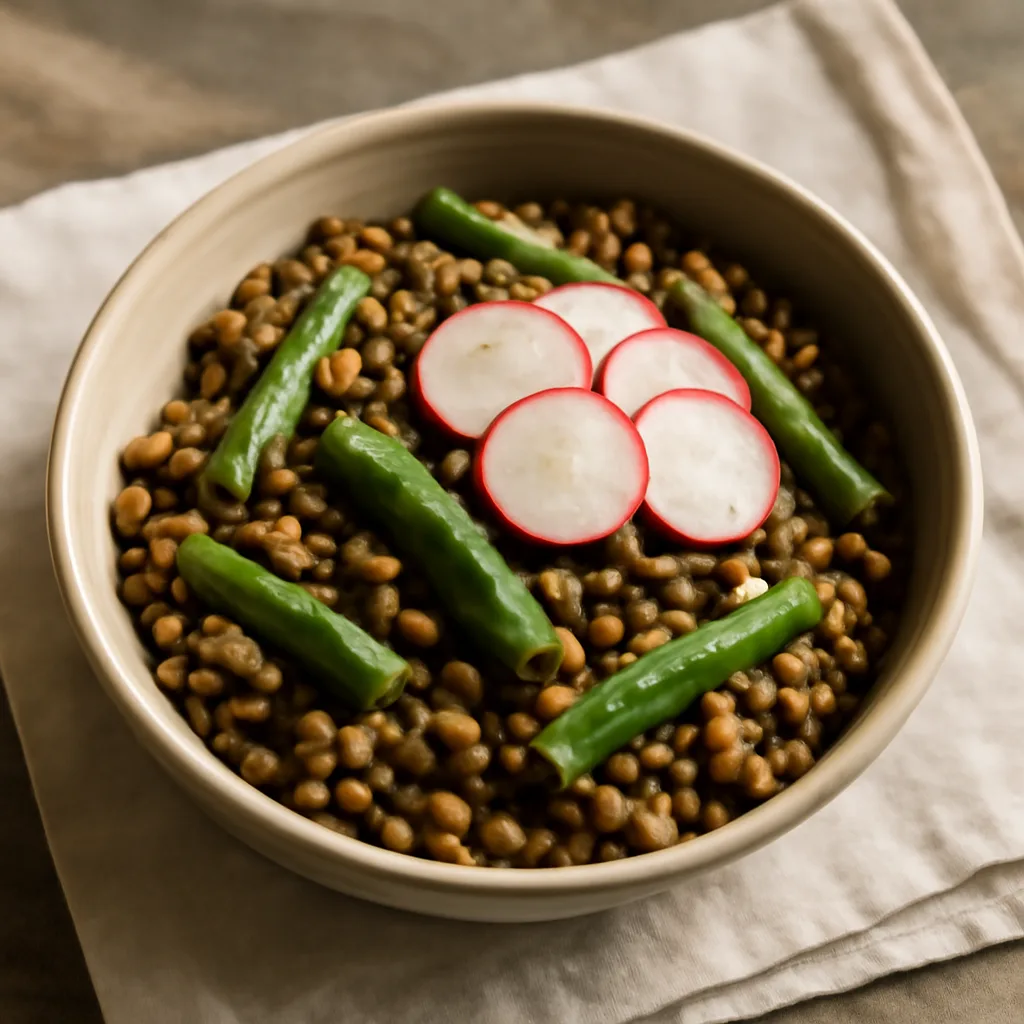 Warm Lentils with Green Beans and Radish