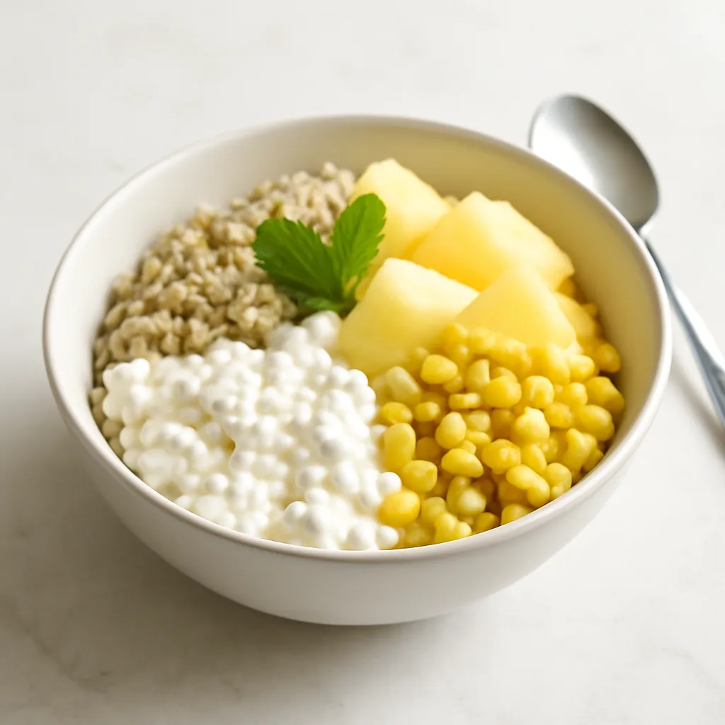 Cottage Cheese Bowl with Quinoa, Corn, and Pineapple