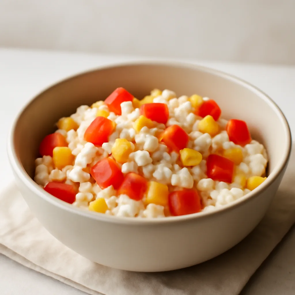 Warm Cottage Cheese Salad with Bell Pepper and Corn