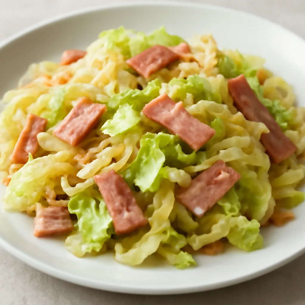 Fried Cabbage with Lean Ham and Onion