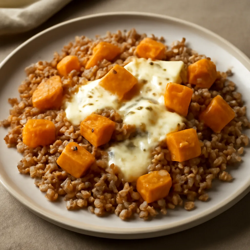 Fried Buckwheat with Pumpkin and Mozzarella